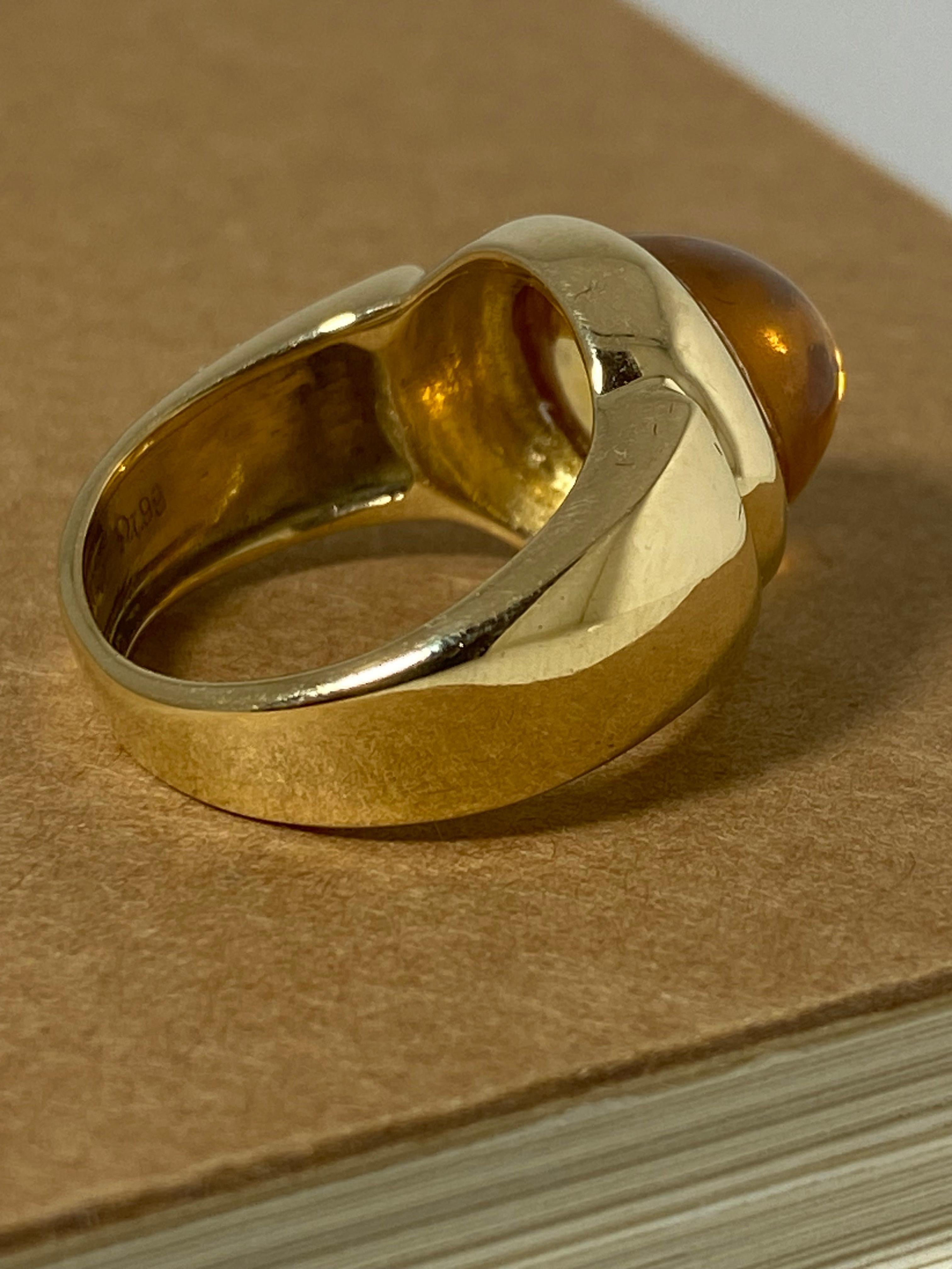 18 Karat Gelbgold Natürlicher 10,00 Karat Cabochon Goldener Citrin Unisex Siegelring (Moderne)