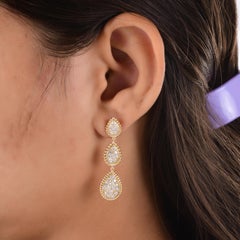 18k Yellow Gold Natural 1.75ct SI/H Diamond Drop Earrings