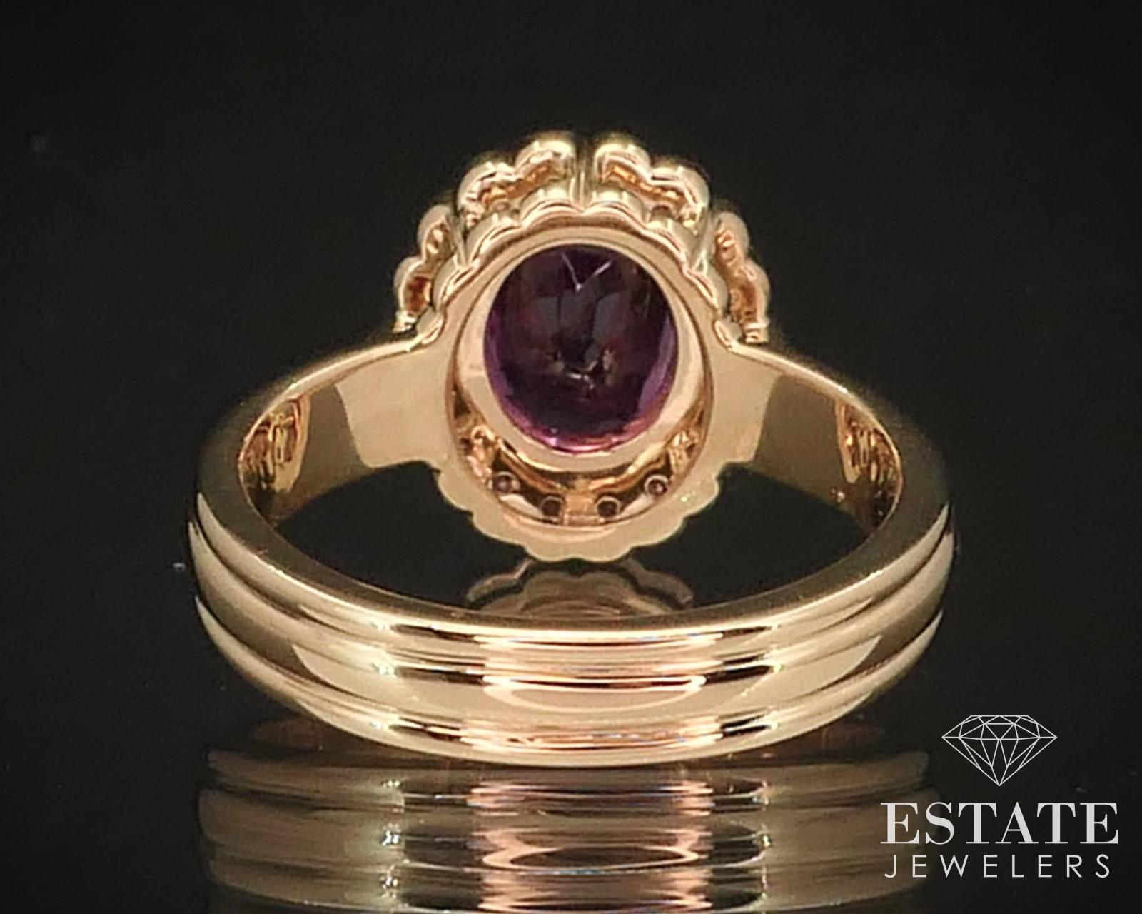 18k Yellow Gold Natural 1.80ct Pink Sapphire & Fancy Pink Diamond Ring i15027 In Excellent Condition For Sale In Toledo, OH