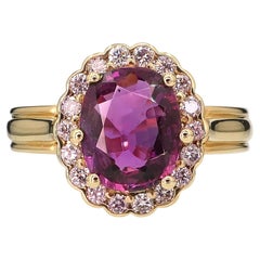 18k Gelbgold natürlichen 1,80ct Pink Saphir & Fancy Pink Diamond Ring i15027