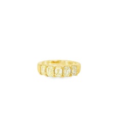 18K Yellow Gold Natural 2.00 Carat Emerald Cut Diamond 5 Stone Ring In Stock