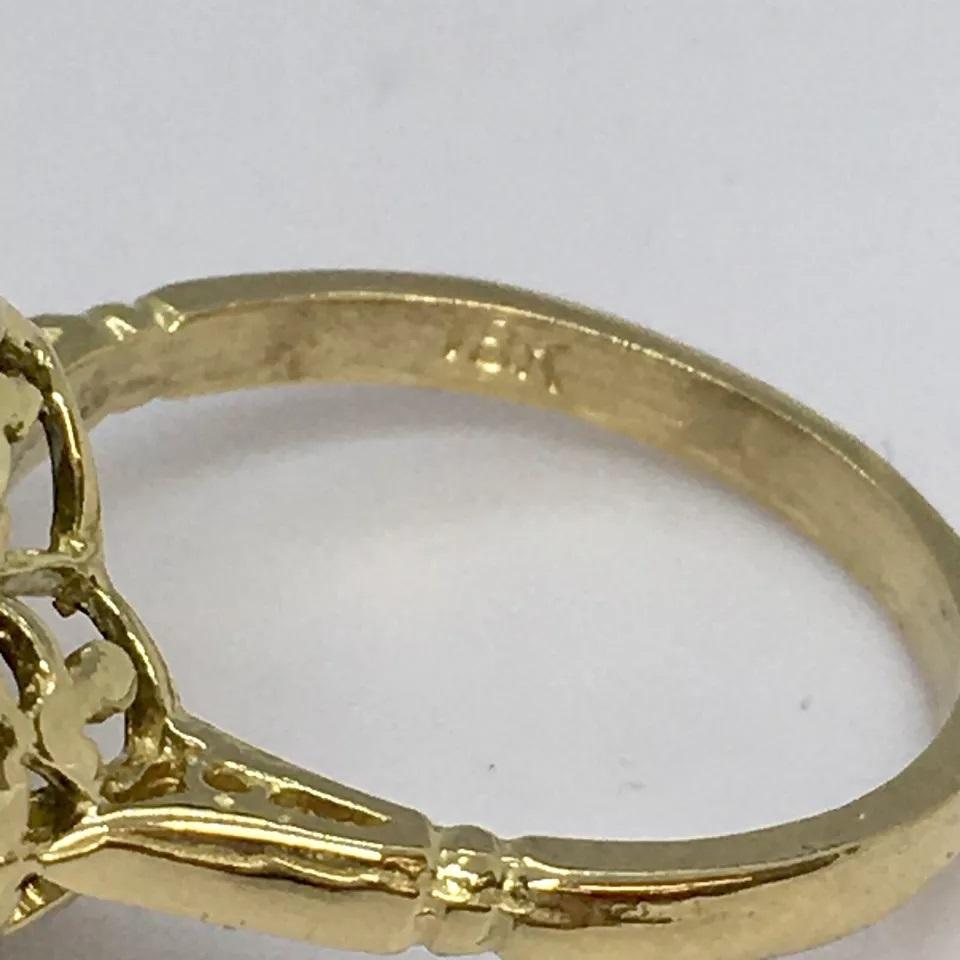 18K Yellow Gold Natural Blue Sapphire Earth Mind Diamond Statement Ring Size 6 For Sale 2