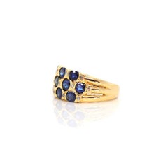 18k Yellow Gold Natural Blue Sapphire Ring with Diamonds