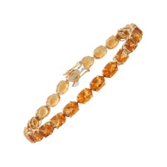 18K Gelbgold Natürliches Citrin-Tennisarmband mit 17,36 Karat ovalen Edelsteinen