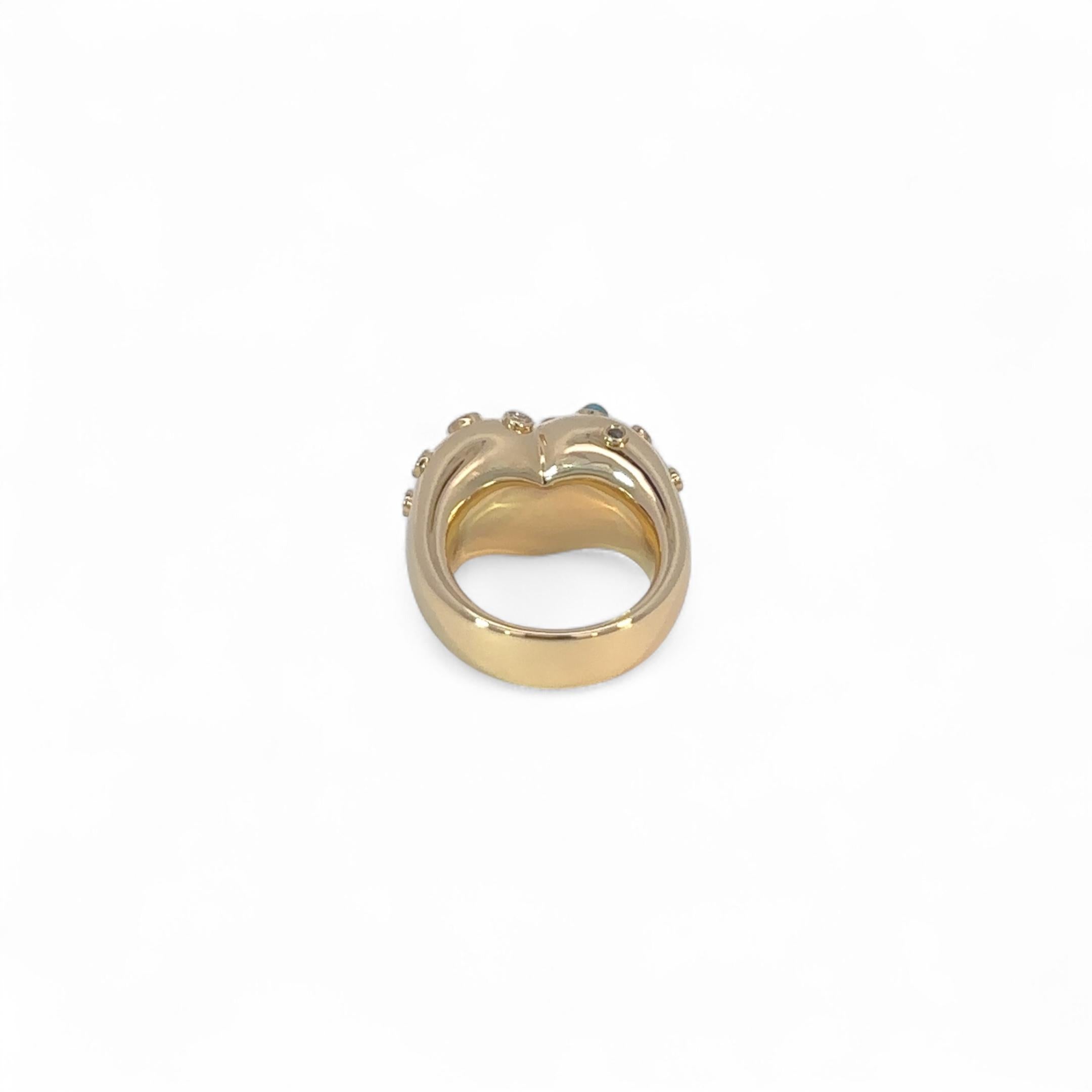 Taille brillant Bague Pinky en or jaune 18 carats diamant naturel et saphir en vente