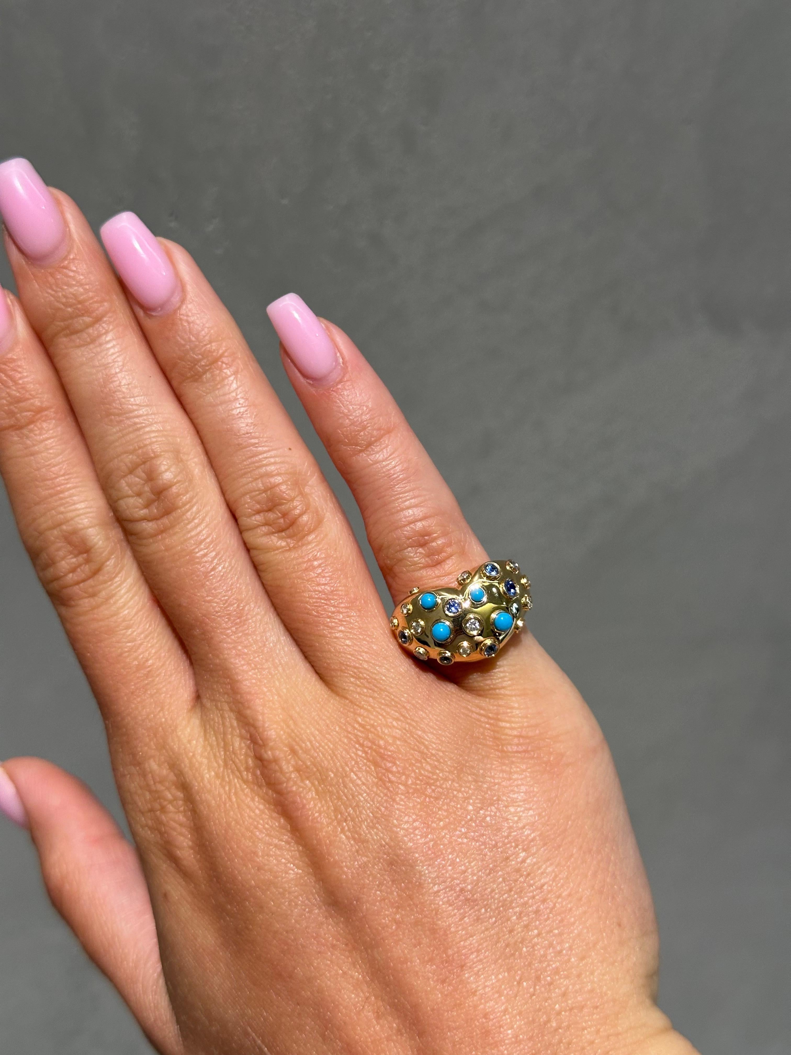 Bague Pinky en or jaune 18 carats diamant naturel et saphir Neuf - En vente à New York, NY