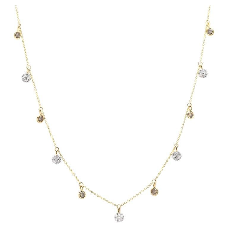 Moderne Collier de chaîne à franges en diamants fins en or jaune massif 18k en vente