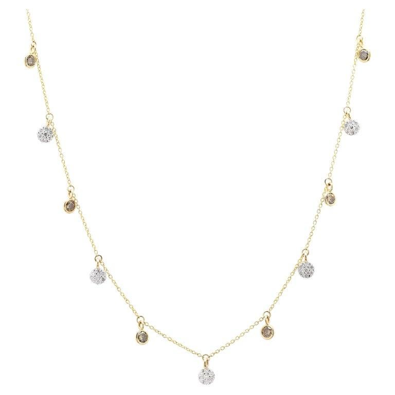 Moderne Chaîne collier en or jaune 18 carats avec diamants naturels en vente