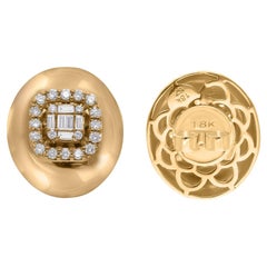 18 Karat Yellow Gold Natural SI/H Diamond Cluster Dome Stud Earrings