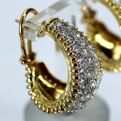 18k Yellow Gold & Natural Diamond Cluster Hoop Earrings (~2.4cttw)