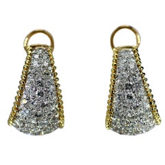 18k Yellow Gold & Natural Diamond Cluster Hoop Earrings (~2.4cttw)