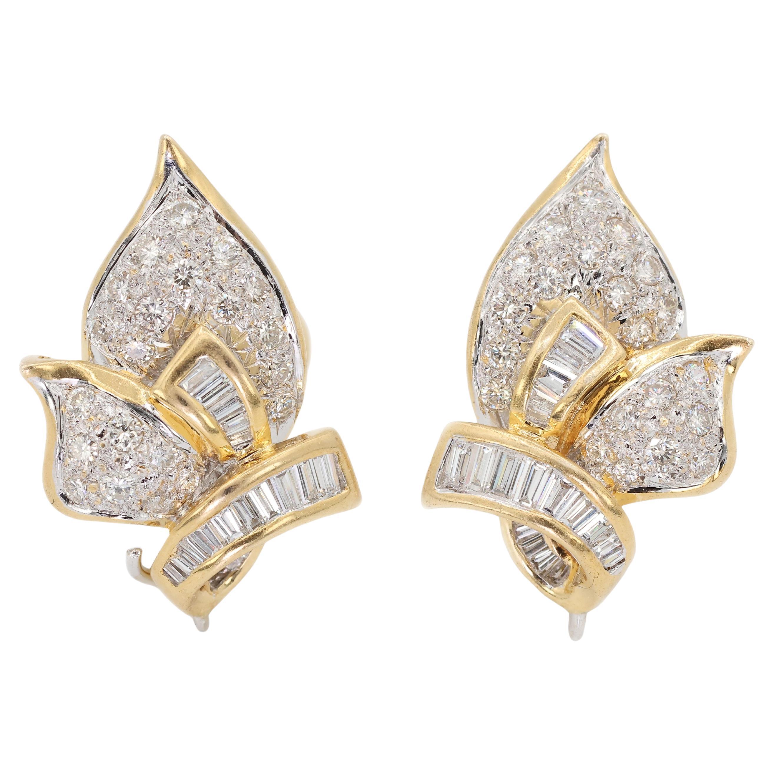 18k Yellow Gold Natural Diamond Fancy Earring