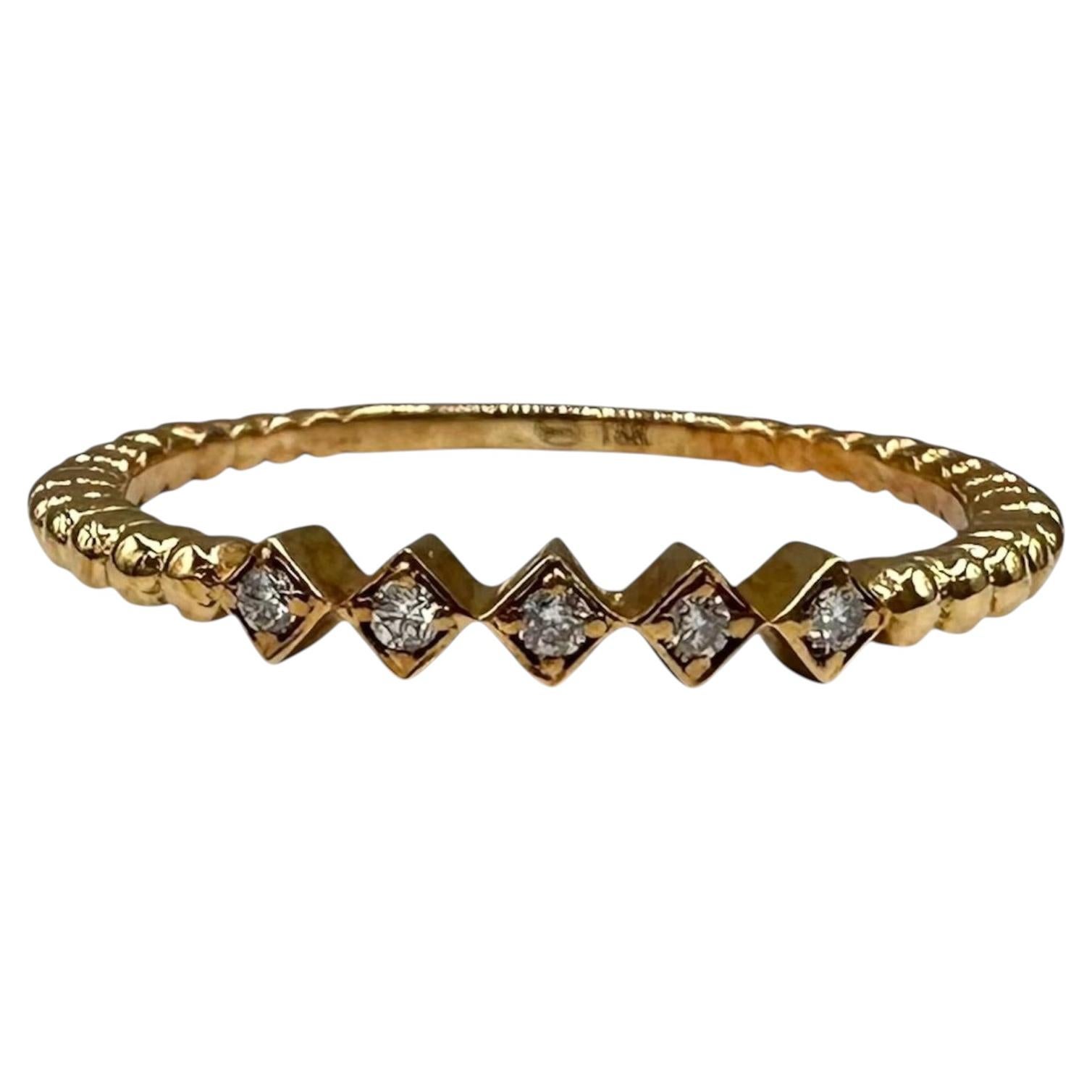 18K Yellow Gold Natural Diamond Ring 0.05ct GH SI Size 7