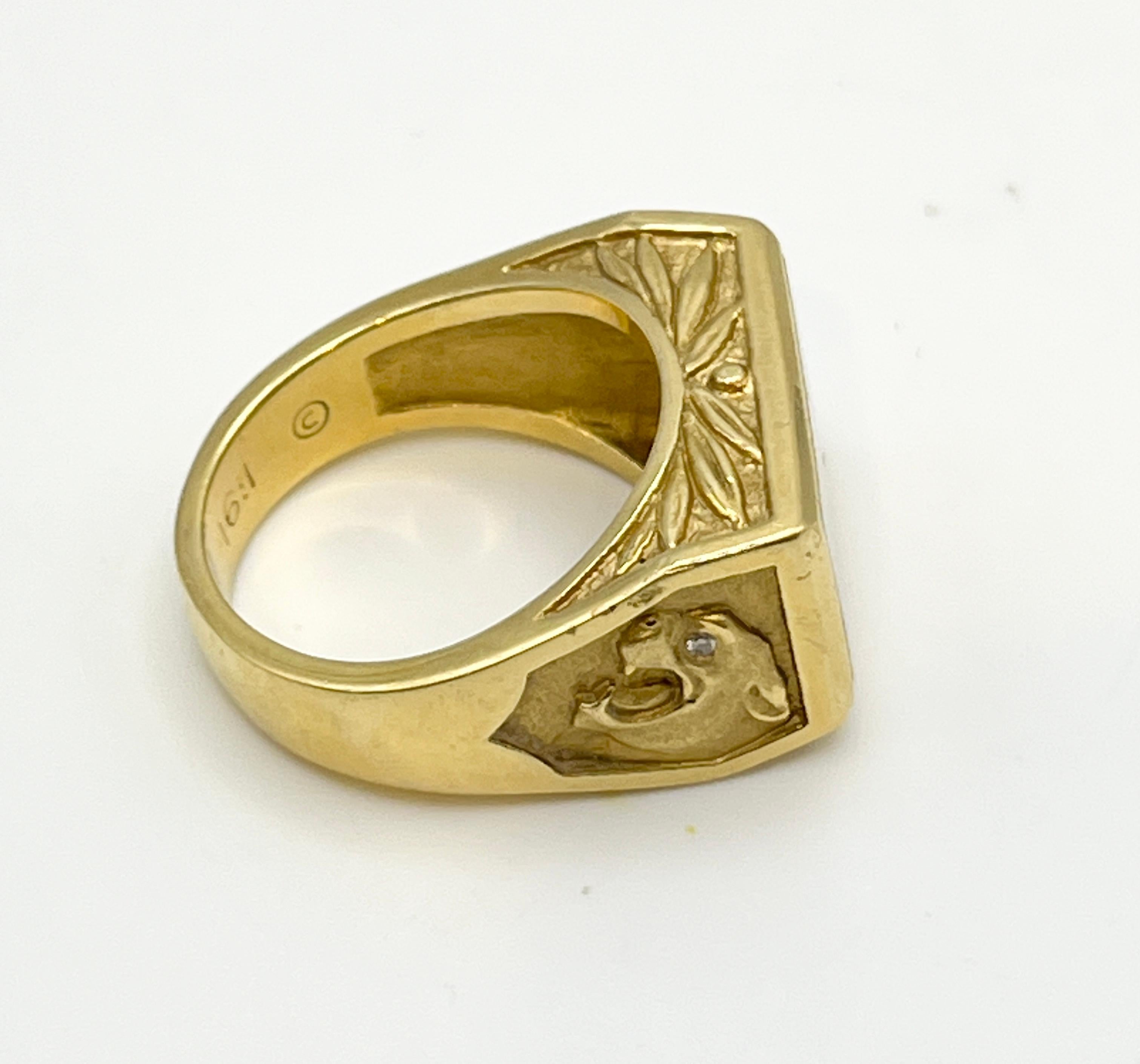 18K Yellow Gold Natural Gold-In-Quartz Men’s Ring with Diamond 5