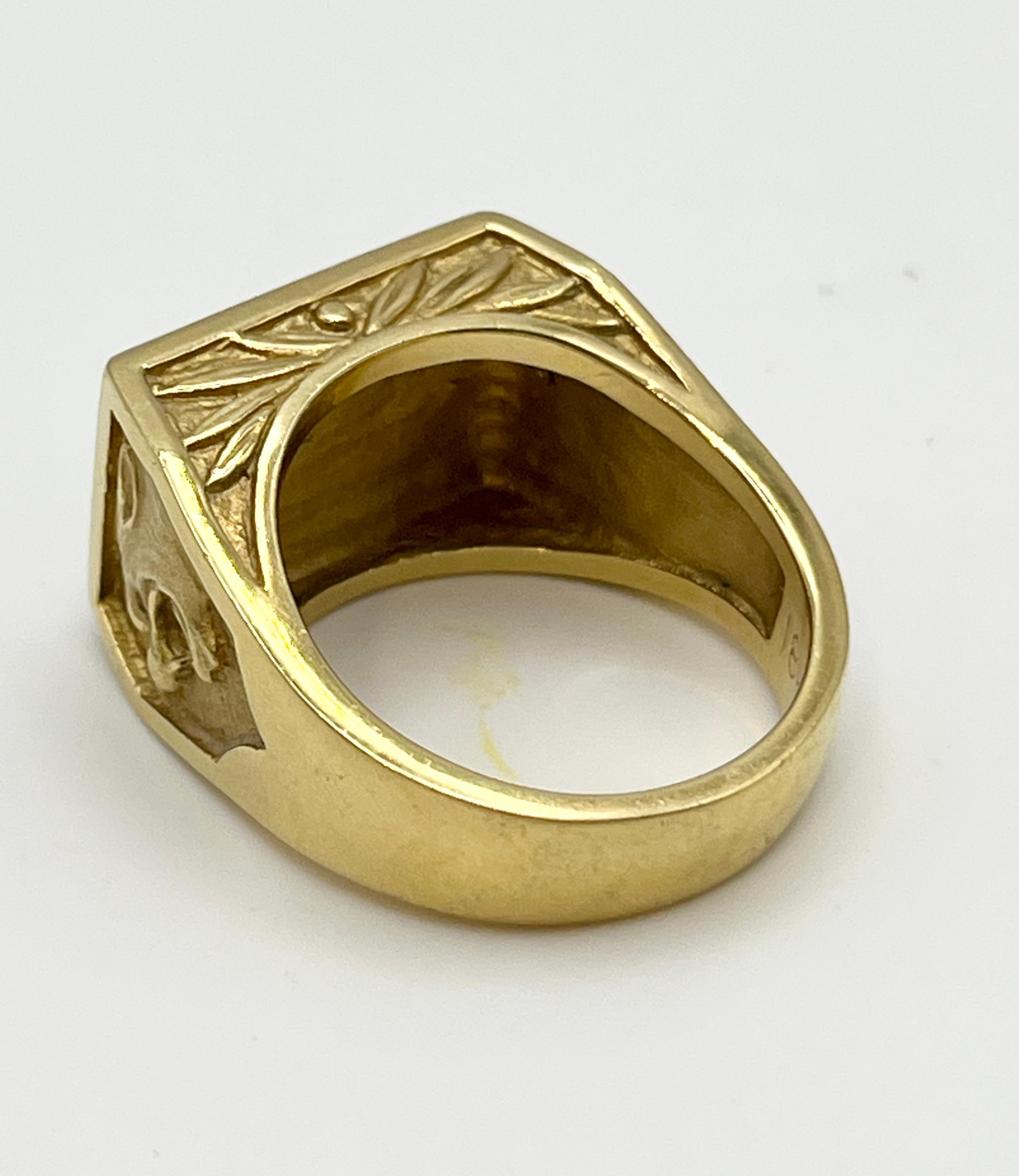 18K Yellow Gold Natural Gold-In-Quartz Men’s Ring with Diamond 6