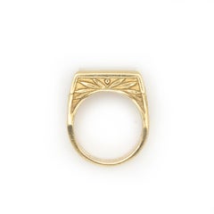 18K Yellow Gold Natural Gold-In-Quartz Men’s Ring with Diamond