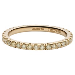 18K Yellow Gold Natural Light Yellow Diamond Eternity Band, Size 48