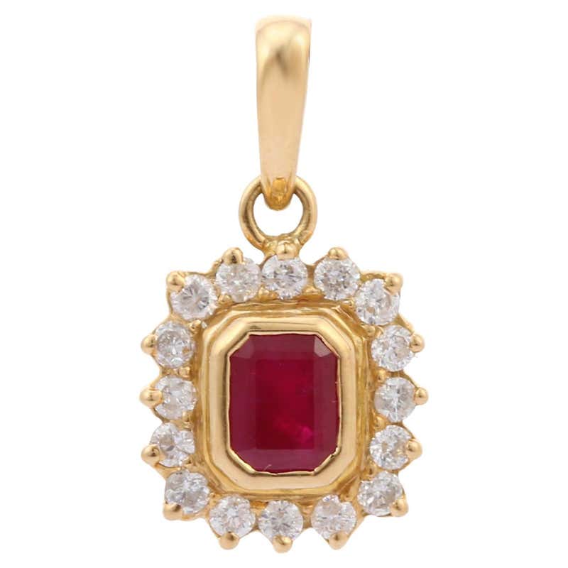 Classic 1.12 Ct Vivid Red Ruby Mounted with 18K Yellow Gold Simple Ruby ...