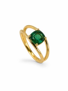 Anello in oro giallo 18 carati con smeraldo naturale dello Zambia RINGS1118 - 1,28 carati