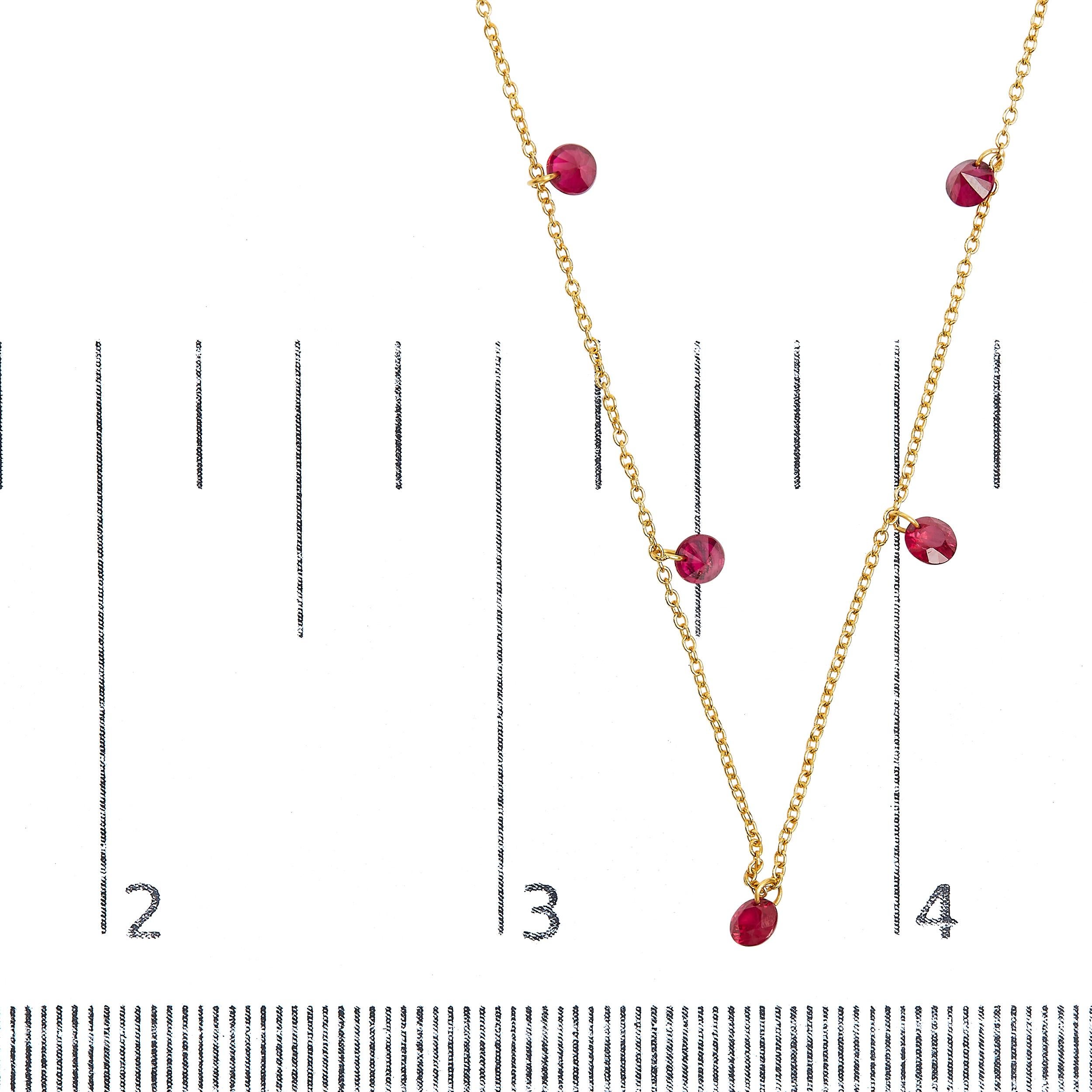 18K Yellow Gold Necklace 1 1/3 Carat Dangling Ruby Drop 18