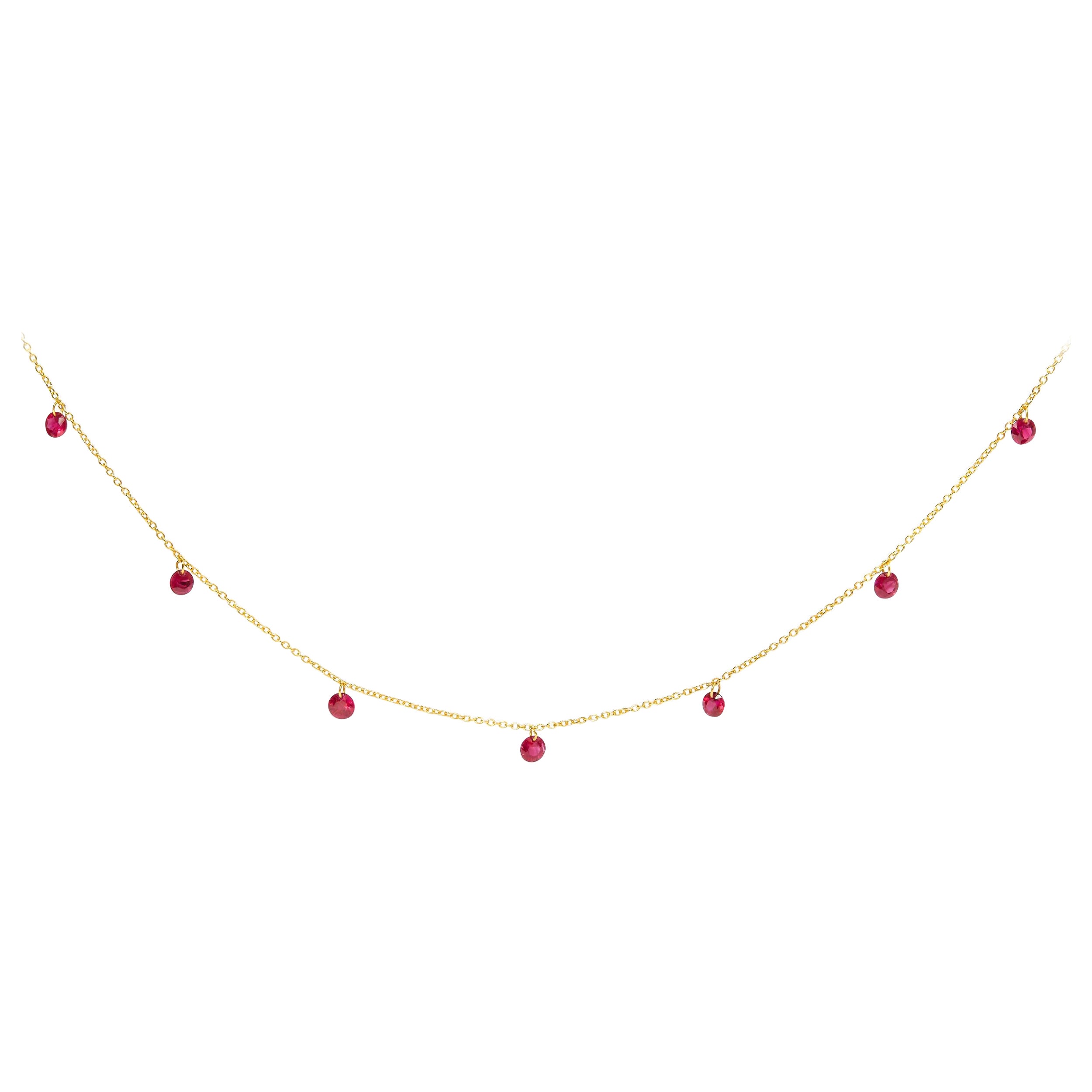 18 Karat Gelbgold Halskette 1 1/3 Karat baumelnder Rubin Tropfen 18" Kettenkragen
