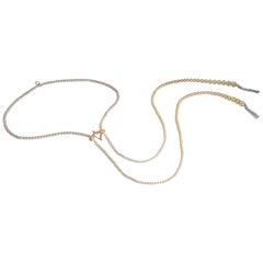 18K Yellow Gold Necklace, Diamond 0.50 Carat and Graduated Baby Akoya Pearls