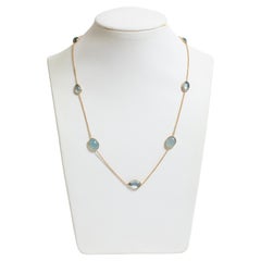 18 Karat Gelbgold Halskette mit Aquamarin-Cabochons von Marion Jeantet