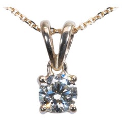 18k Yellow Gold Necklace w/ Pendant w/ 1.0ct Natural Diamonds, GIA Certificate