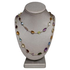 Collana in oro giallo 18 carati con 175 carati di pietre semipreziose multicolori