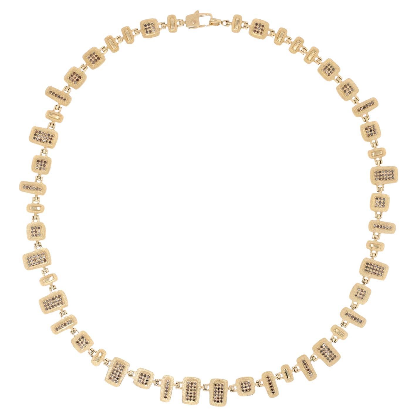 Collana in oro giallo 18K con 342 diamanti brown di Audrius Kruli in vendita