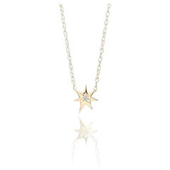 18K Yellow Gold Necklace with Brilliant Cut Diamond – Simple Everyday Necklace