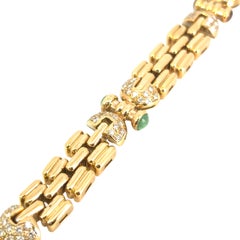 18k Yellow Gold Necklace with Cabochon Ruby Sapphire & Emeralds and Diamonds