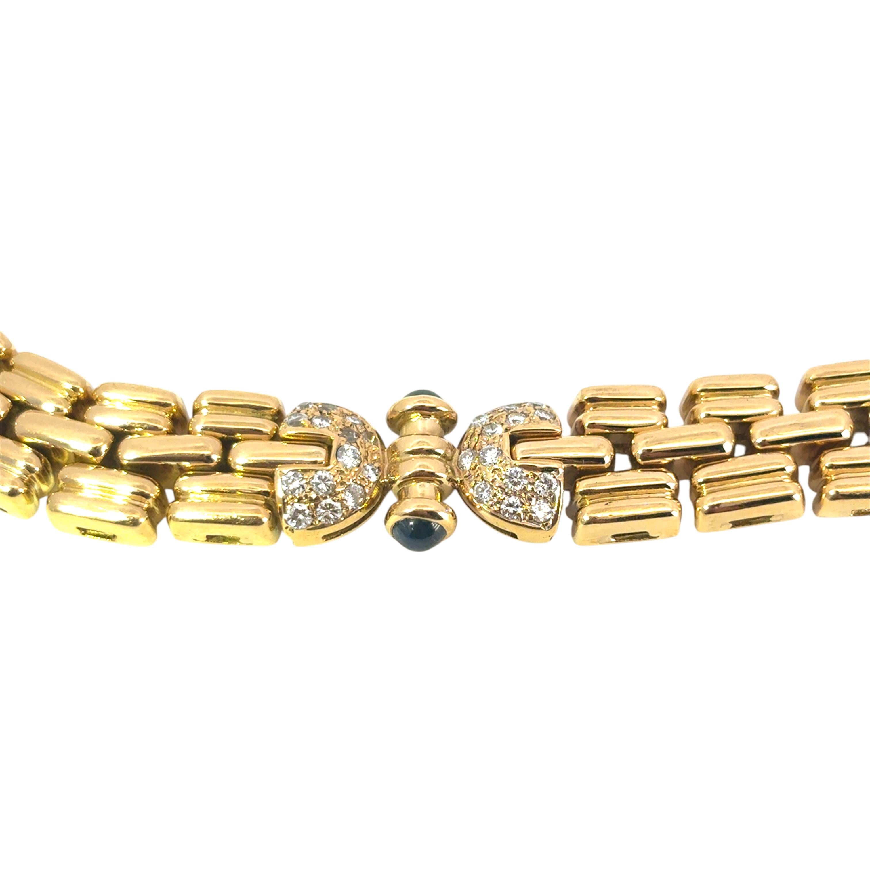 18 Karat Gelbgold Halskette mit Cabochon-Rubin-Saphir- und Smaragden und Diamanten (Moderne) im Angebot