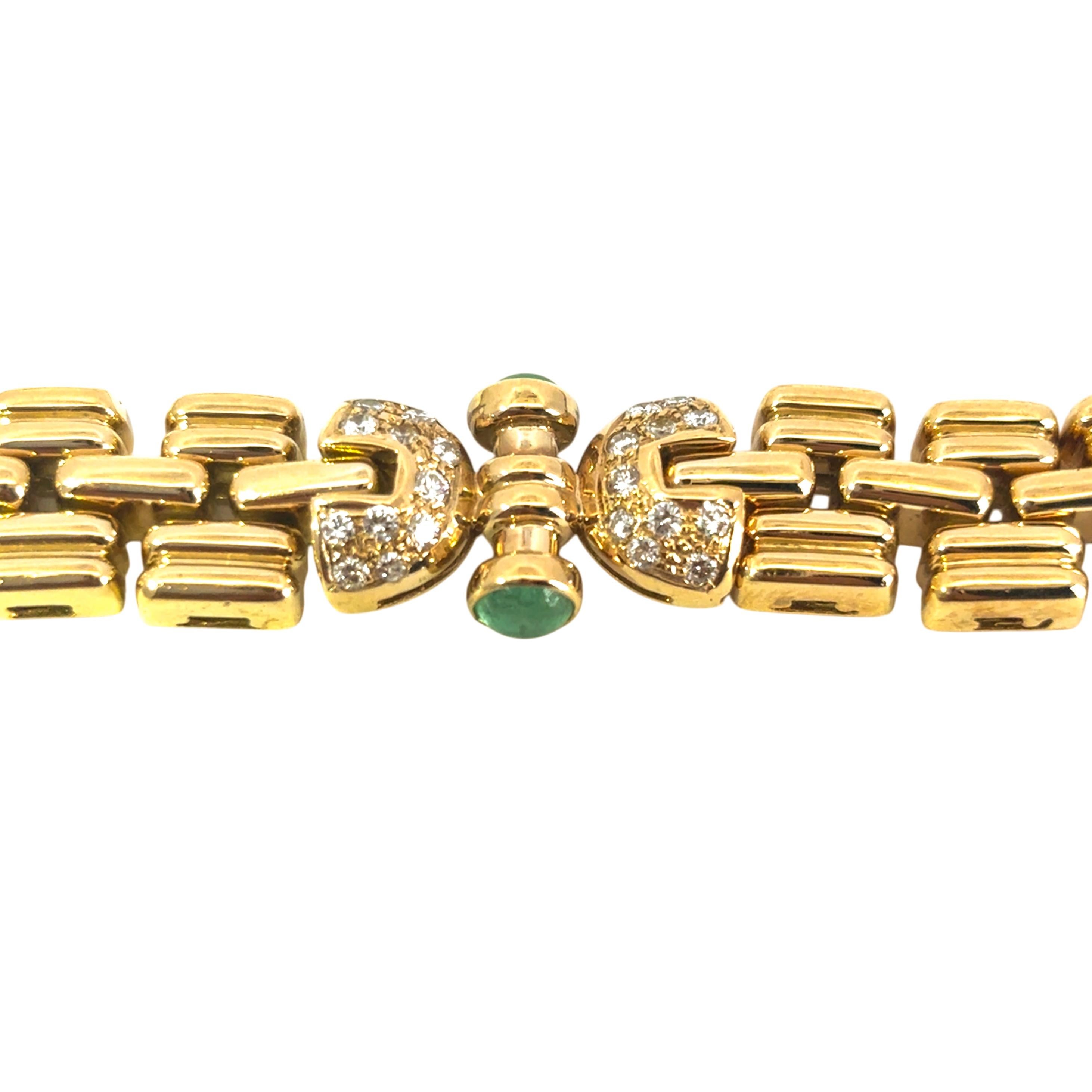 18 Karat Gelbgold Halskette mit Cabochon-Rubin-Saphir- und Smaragden und Diamanten Damen im Angebot