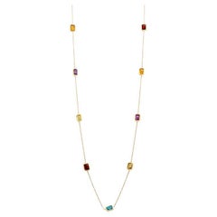 18K Yellow Gold Necklace with Colorful Gemstones, Aura Sautoir