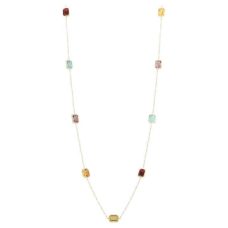 18K yellow gold Necklace with colorful gemstones - Aura Sautoir For Sale
