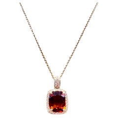 18K Yellow Gold Necklace with Mandarin Citrine and Diamond
