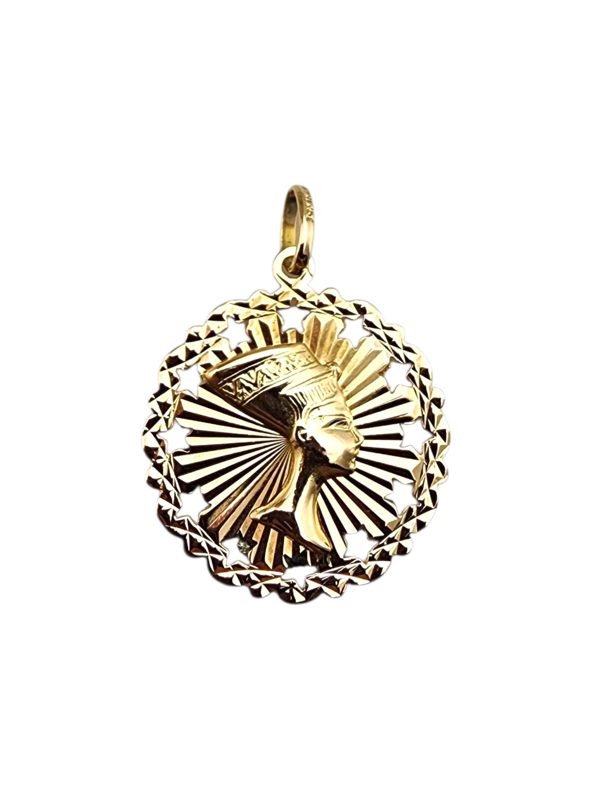 18K Yellow Gold Nefertiti Pendant

This 18K yellow gold Nefertiti pendant showcases the timeless beauty and strength of the iconic Egyptian queen. Expertly crafted with fine detail, it’s a bold and elegant tribute to ancient royalty and feminine