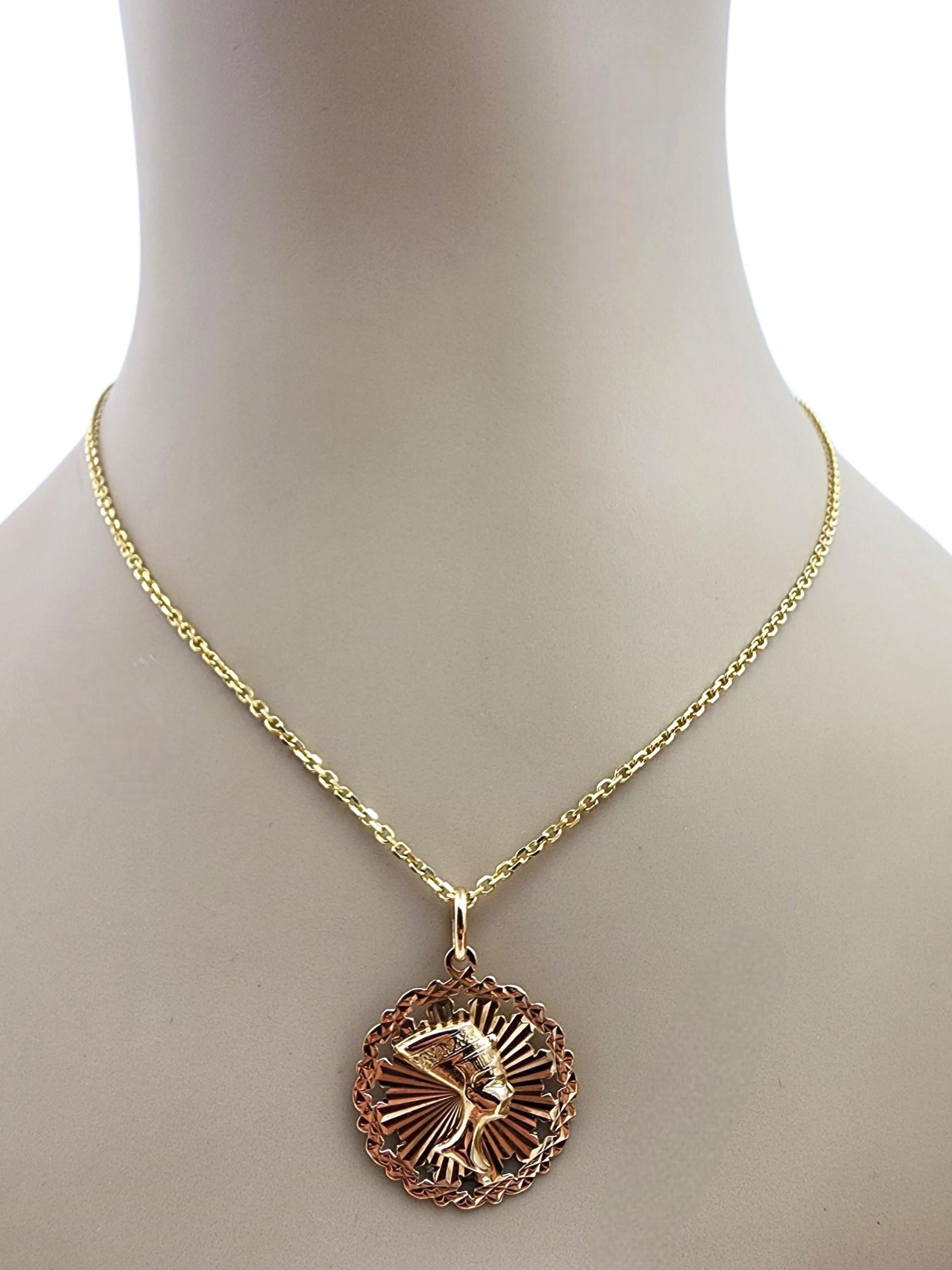 18K Yellow Gold Nefertiti Pendant #22417 For Sale 5