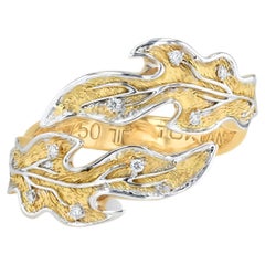 TOKTAM 18k Yellow Gold Modernist Autumn Groove Twisted Open Diamond Ring