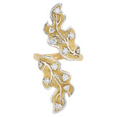 TOKTAM 18k Yellow Gold Modernist Autumn Twisted Open Diamond Ring