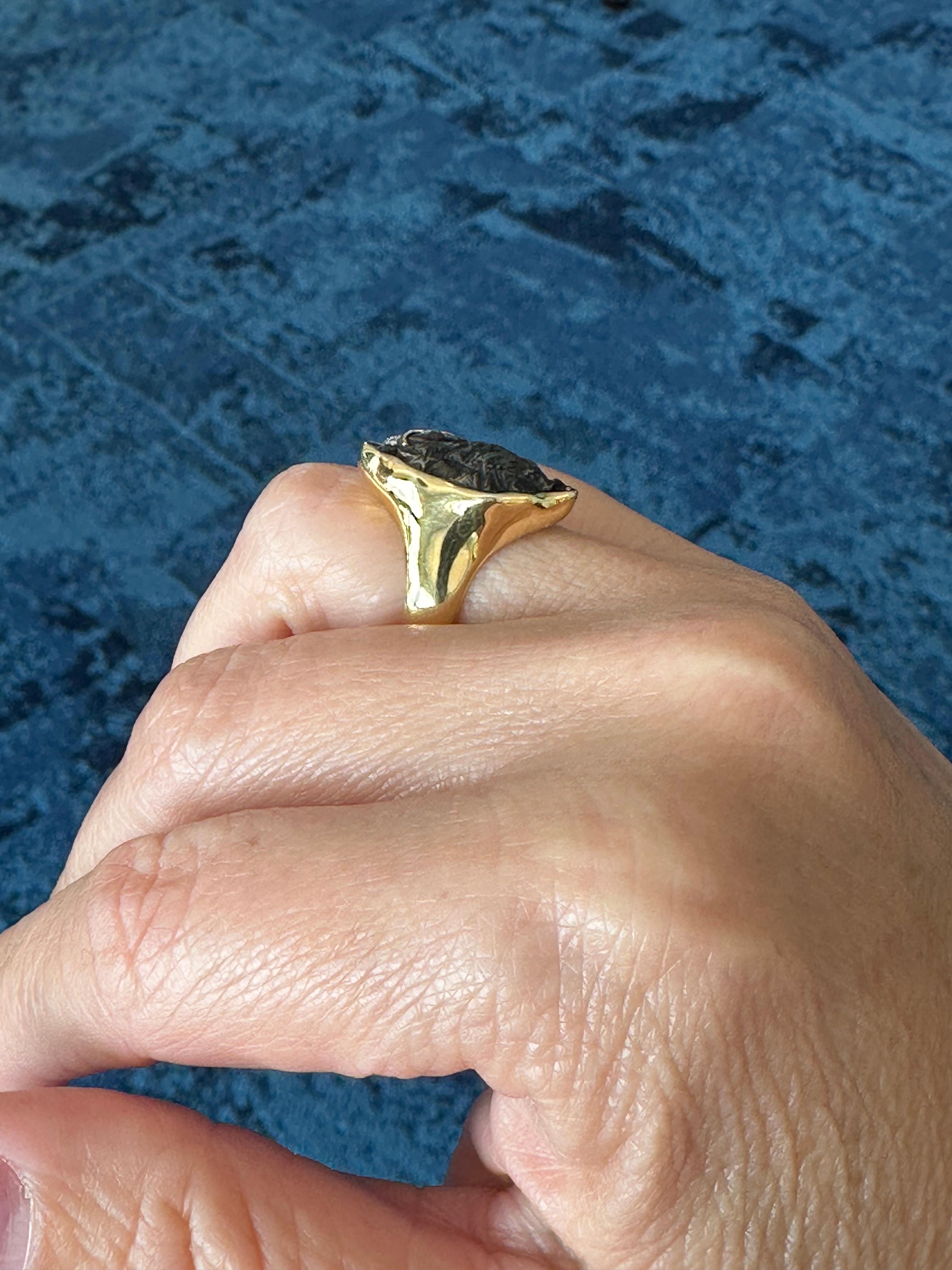 Anello Noir in oro giallo 18 carati con meteorite di Sikhote-Alin In condizioni Nuovo in vendita a Virginia Beach, VA