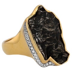 18K Yellow Gold Noir Ring with Sikhote-Alin Meteorite