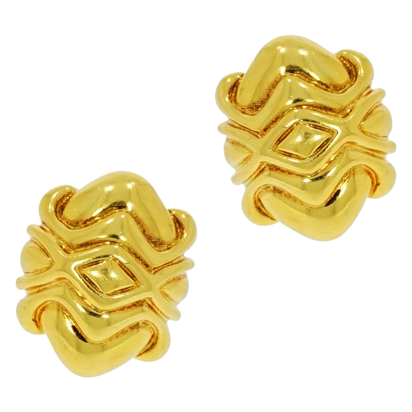 18 Karat Yellow Gold Non Pierced Clip Earrings