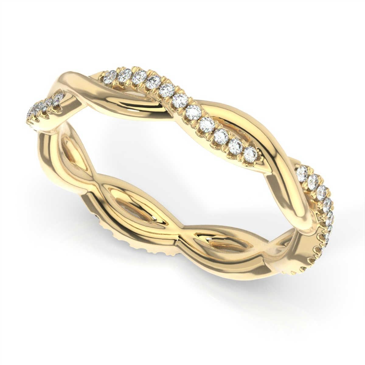 Round Cut 18K Yellow Gold Norma Petite Interwine Eternity Diamond Ring For Sale