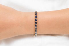 18K Yellow Gold Octagon Cut Blue Sapphire Bracelet