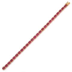 VR Jewels 18K Yellow Gold Octagon Cut Natural 16.55 Ct Ruby Bracelet