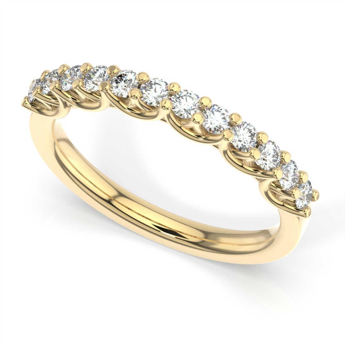 Taille ronde Bague Olbia en or jaune 18 carats avec diamants de 1/2 carat tw en vente