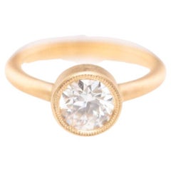 Bague en or jaune 18K avec diamant "Old Euro