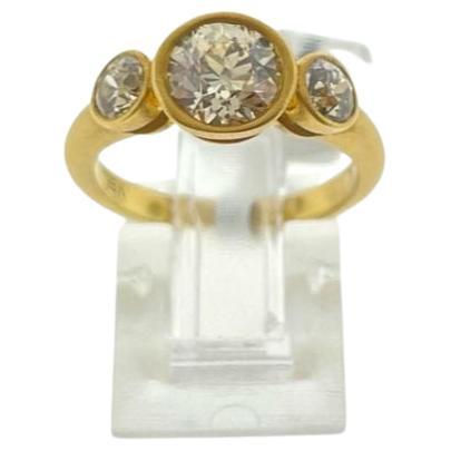 Women's 18K Yellow Gold Old European Diamond Ring  For Sale